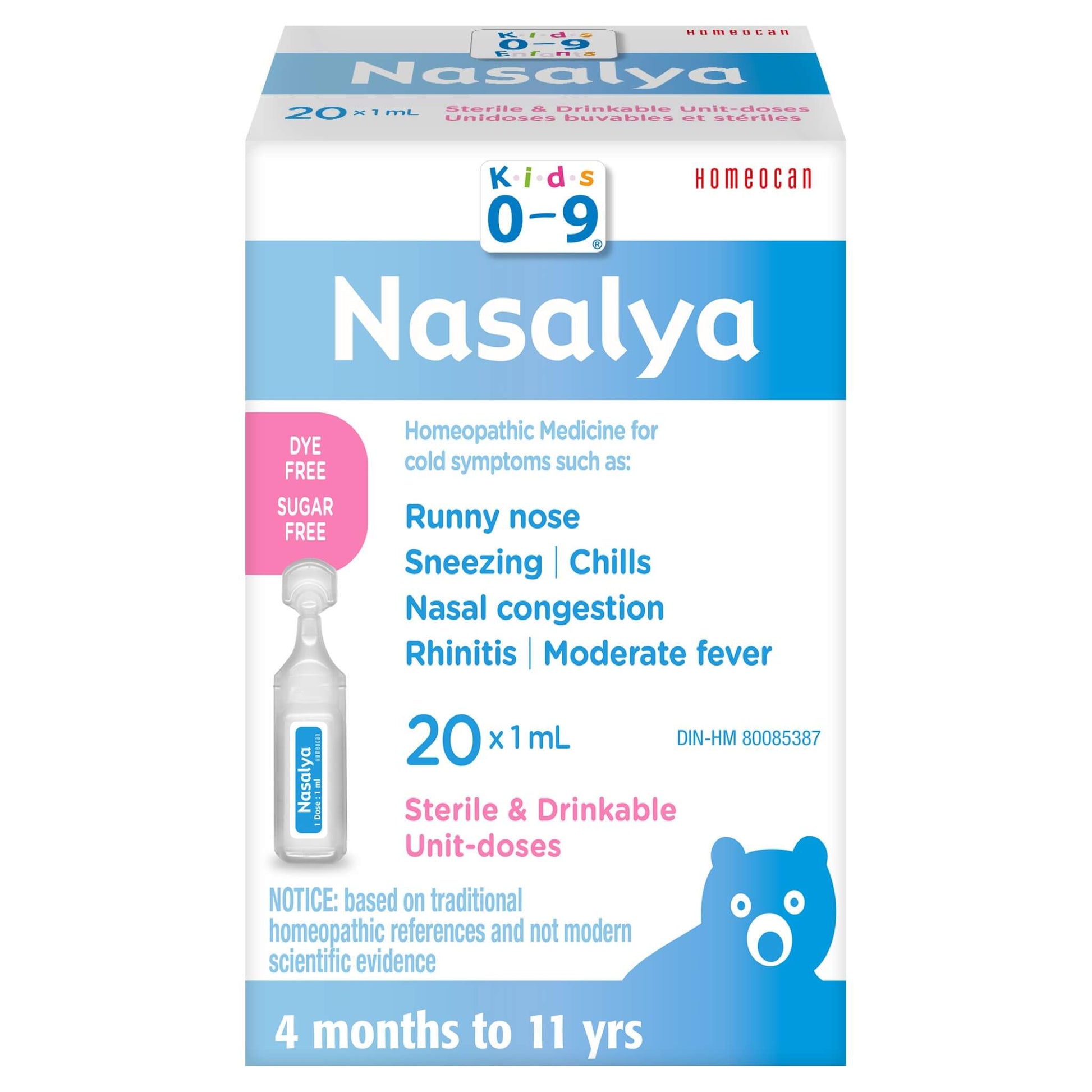 Homeocan Kids 0-9 Nasalya 20 X 1ml - Relieves Cold Symptoms In Children, Composed Of Natural Homeopathic Ingredients, Alleviates Symptoms Of Runny Nose, Sneezing, Shivering, Nasal Congestion, Rhinitis And Moderate Fever