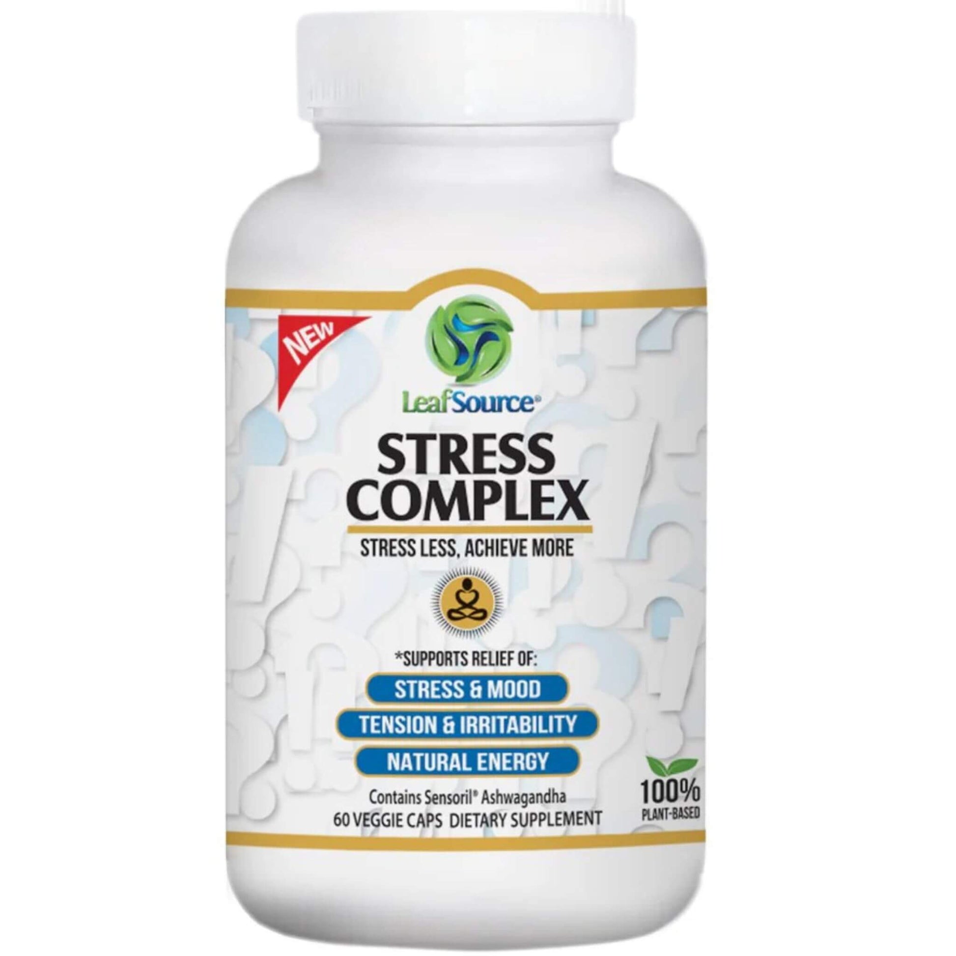 LeafSource Stress Complex 60 Capsules - Reduces Stress and Anxiety, Improves Sleep Quality, Supports the Immune System, Increase Energy