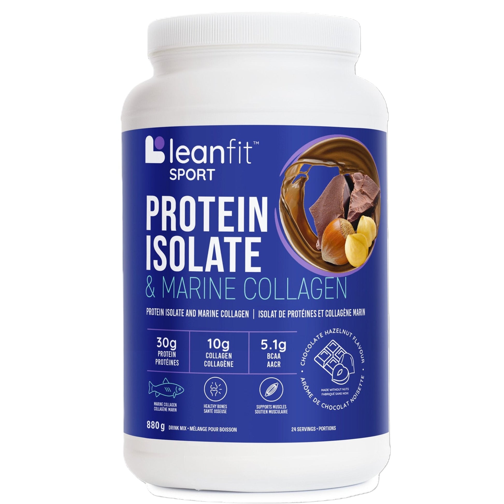 LeanFit Protein Isolate & Marine Collagen Chocolate Hazelnut 880g