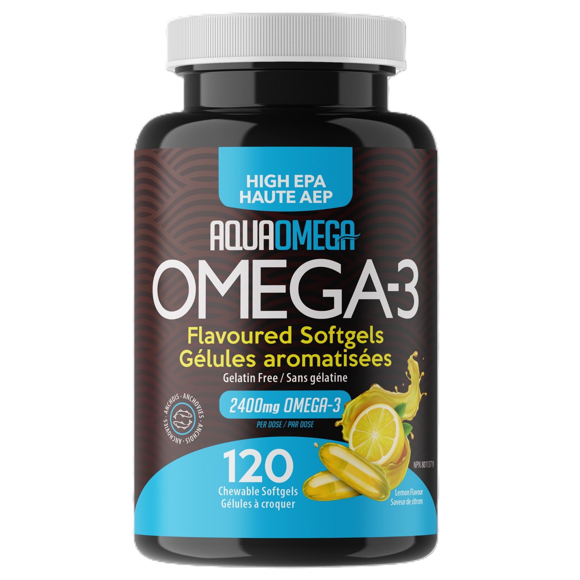 AquaOmega Omega-3 High EPA 2000mg Lemon 120 Chewable Softgels - Fight Against Joint Pain And Stiffness, Help Reduce Inflammation, Boost Immune System, Reduce Risk Of Respiratory Infections