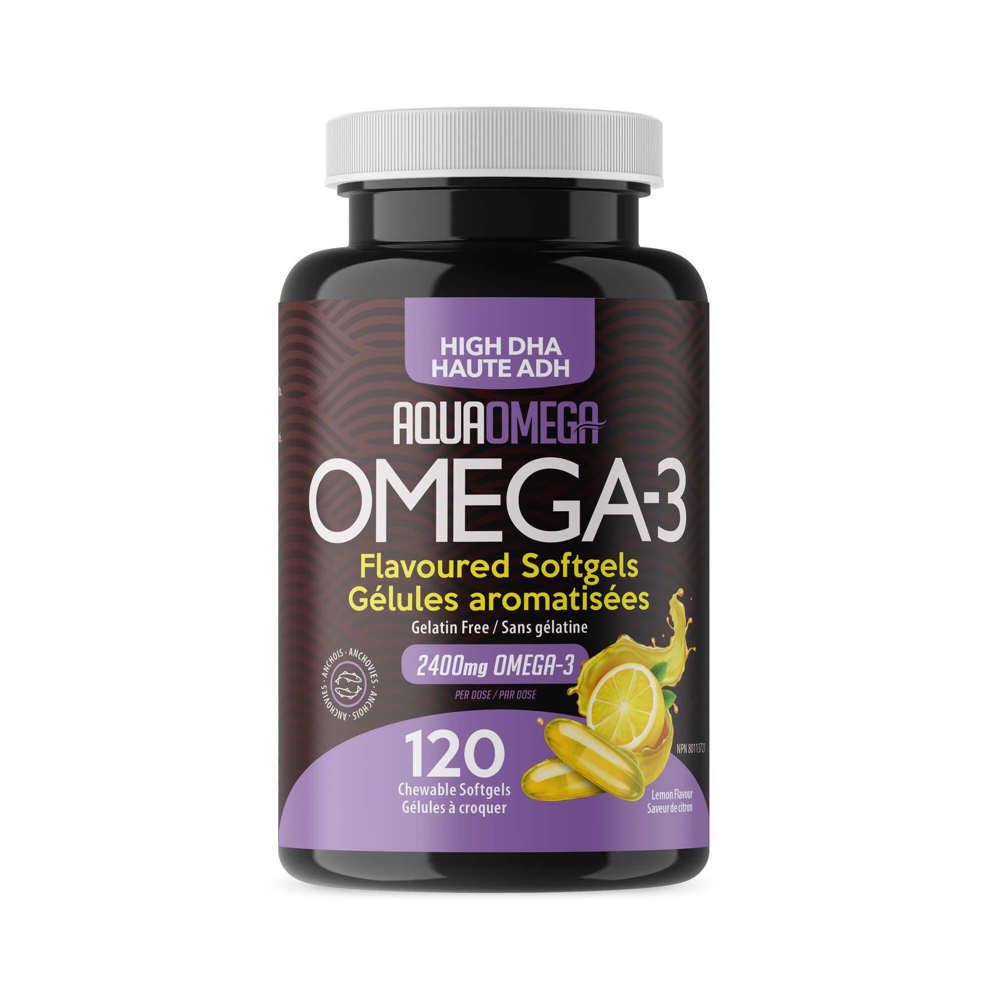AquaOmega High DHA Lemon 120 chewable softgels