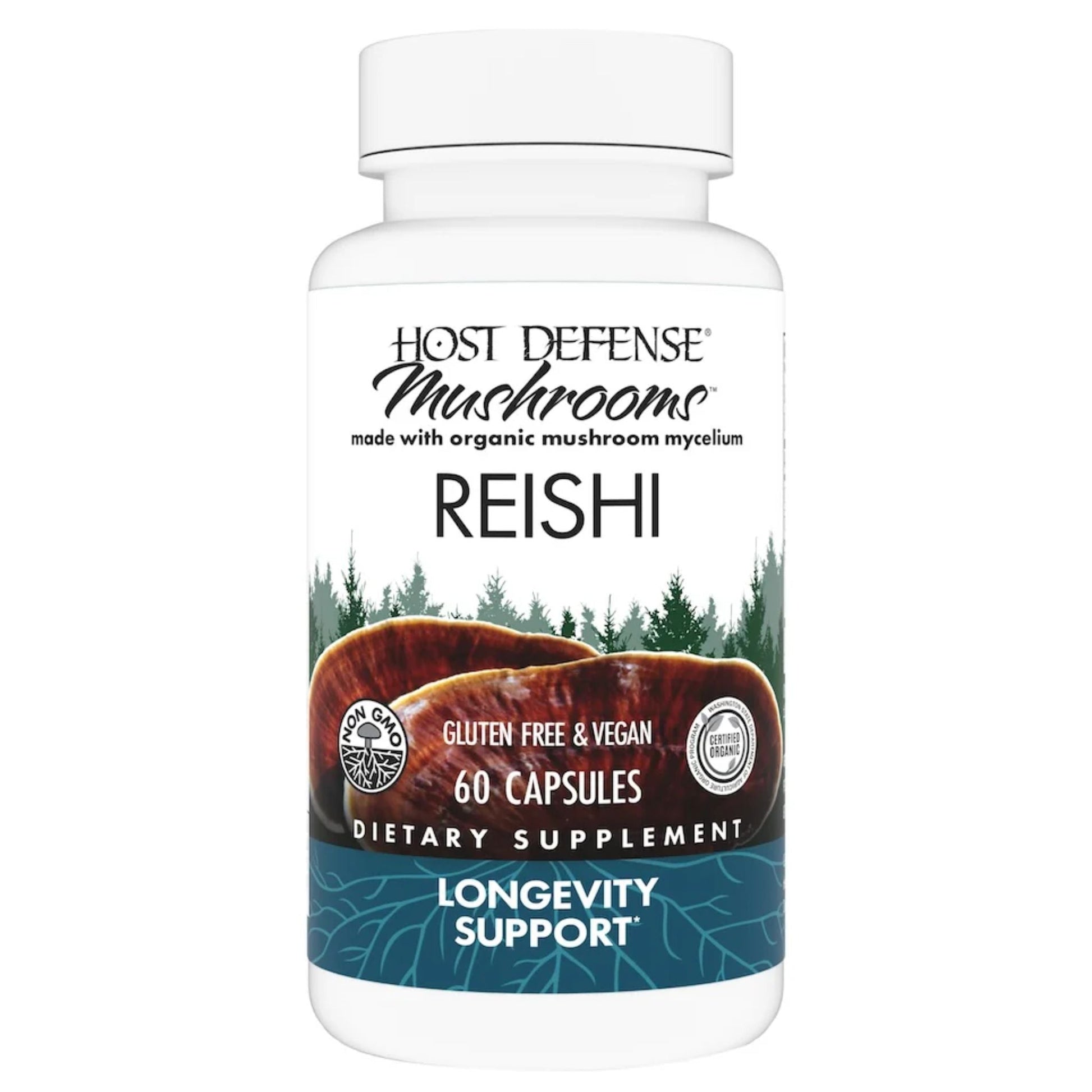 Host Defense Reishi 60 Capsules - Promotes Cardiovascular Health, Supports Energy And Stamina, Enhances Body’s Ability To Adapt Stress, Helps Maintain Balanced Immune Response