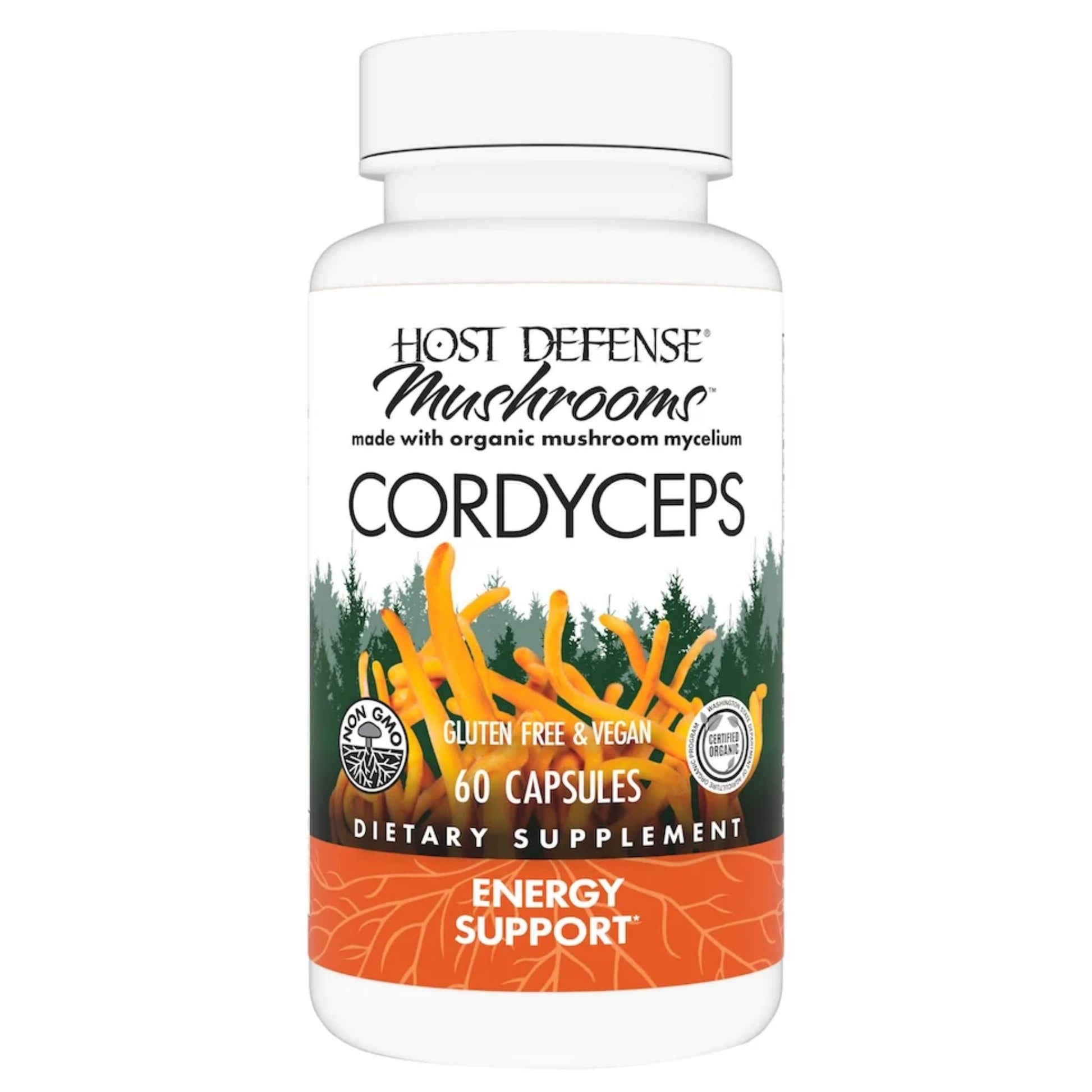 Host Defense Cordyceps 60 Capsules - Supports Energy And Stamina, Promotes Healthy Kidney Function, Enhances Body's Natural Metabolic Systems, Helps Maintain Healthy Libido