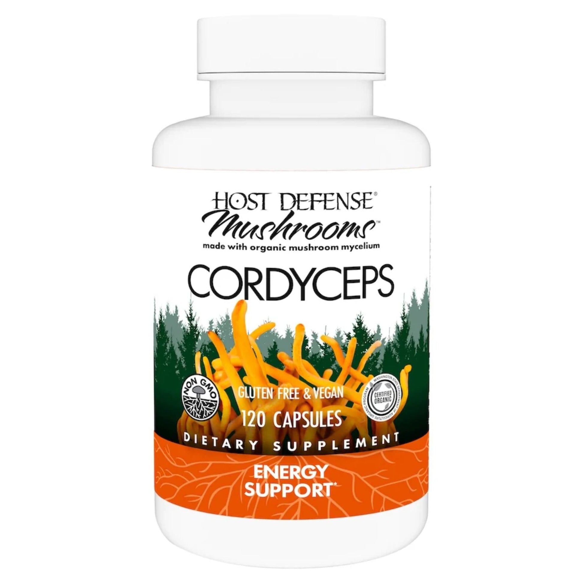 Host Defense Cordyceps 120 Capsules - Promotes Healthy Respiration And Healthy Kidney Function, Provide Energy, Stamina, And Endurance, Supports Balanced Immune Response