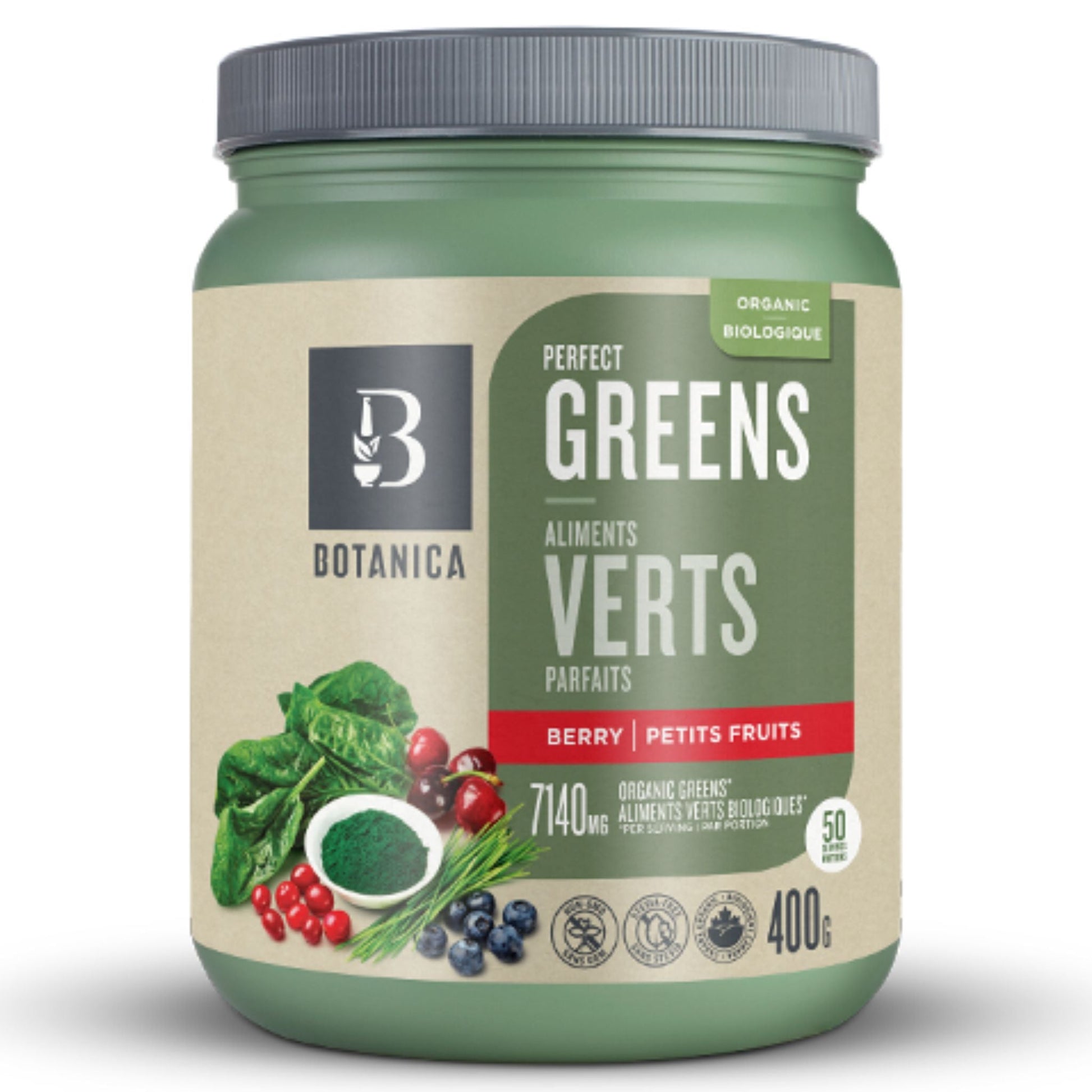 Botanica Perfect Greens Berry 400g - Meets Daily Greens Intake, Contains Pure And Natural Ingredients, Rich In Essential Vitamins, Minerals, And Greens, No Added Sweeteners, Not Even Stevia