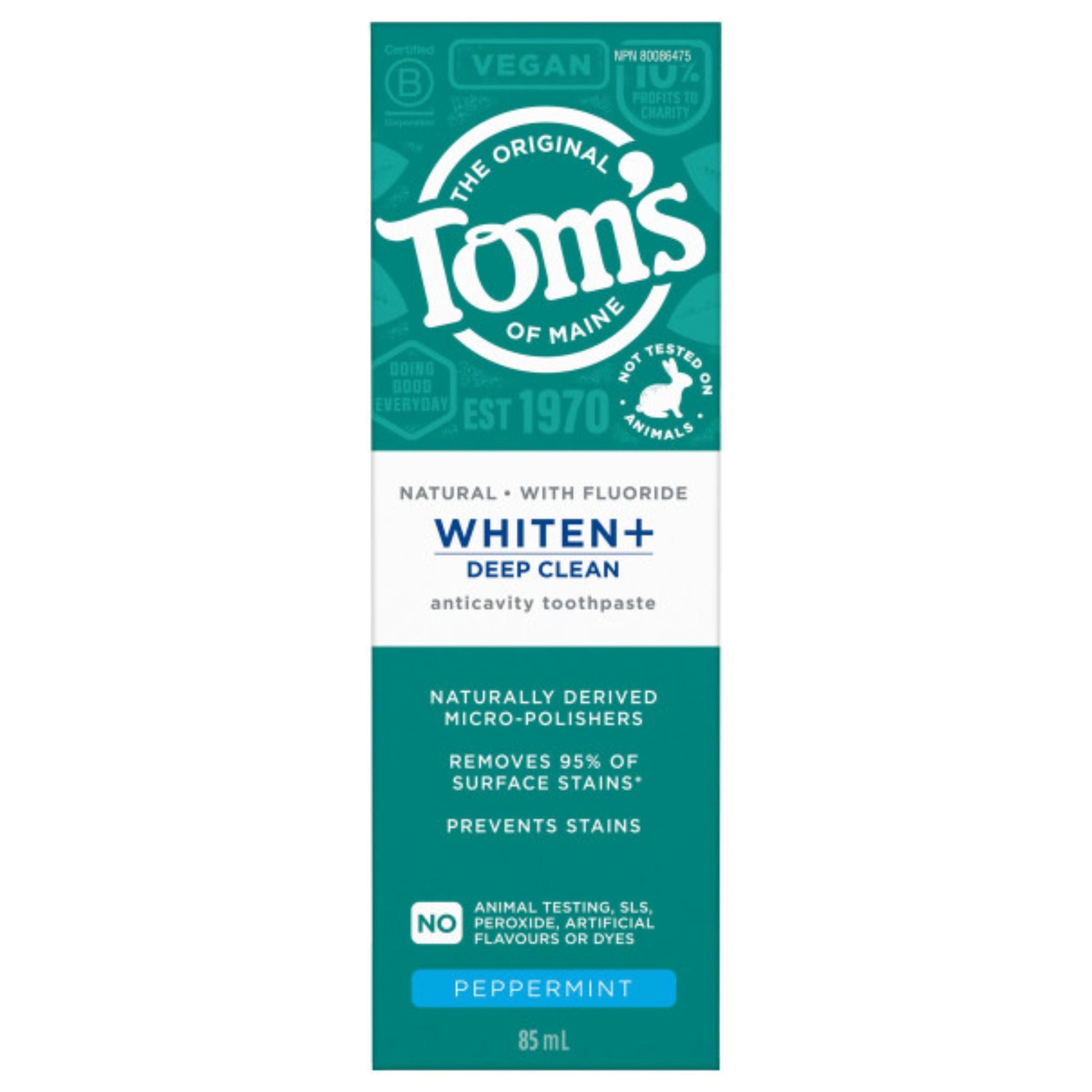Tom's Of Maine Whiten+ Deep Clean Peppermint 85ml