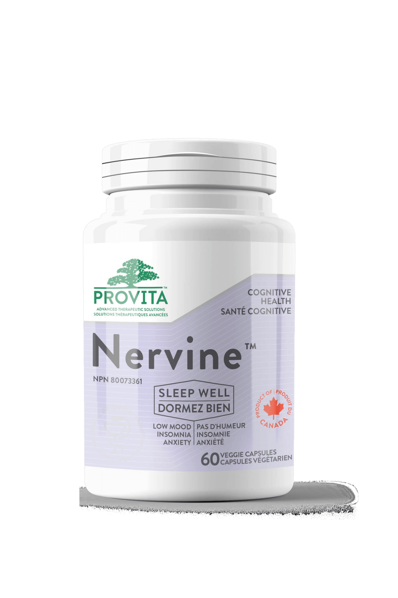 Provita Nervine 60 Vegan Capsules - A Mild Sedative Helps Reduce Anxiety, Stress and Mood Alteration, Improves Sleep, Pain Reliever