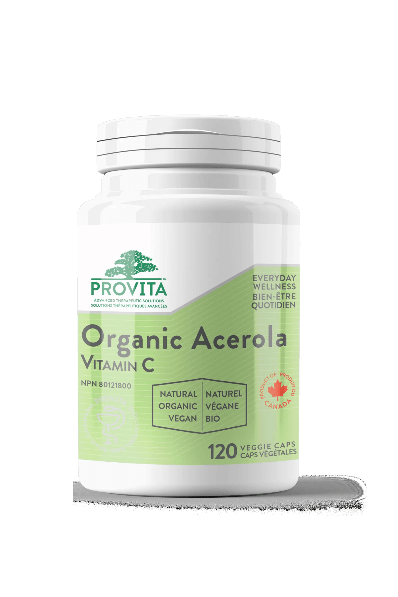 Provita Organic Acerola Vitamin C 60 Vegan Capsules - Skin Whitening, Anti-aging Properties, Enhances Energy Levels, Supports Immune Function