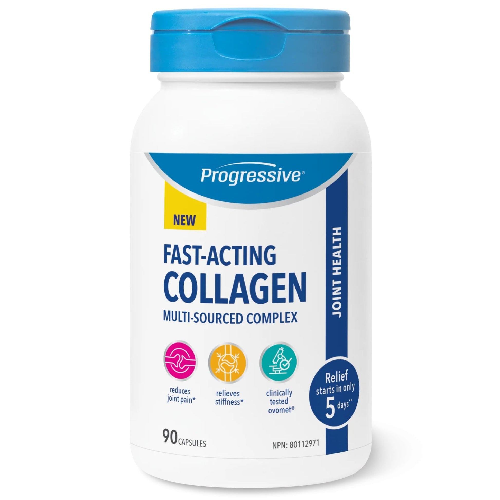 Progressive Fast-acting Collagen Complex 90 Capsules - Contain 3 Different Collagen, Marine, Chicken, and Bovine, Helps Reduce Joint Stiffness, Supports Joint Health & Pain Relief