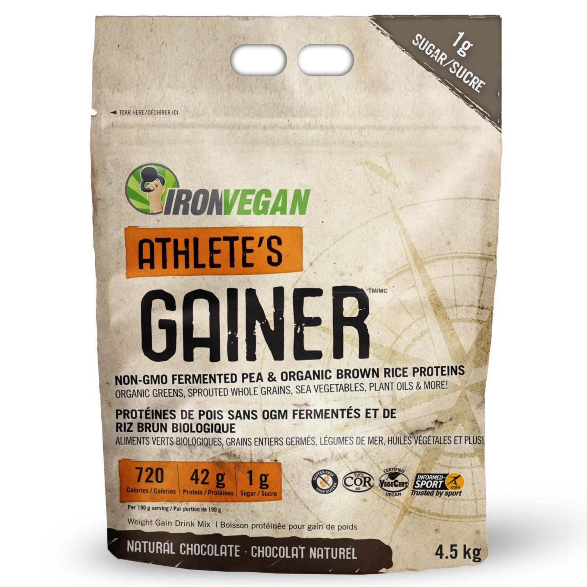 Iron Vegan Athlete's Gainer Chocolate 4.5kg - Great Tasting, Smooth Formula is Formulated for Ingredient-Conscious Athletes to Build Muscle and Improve Physical Performance