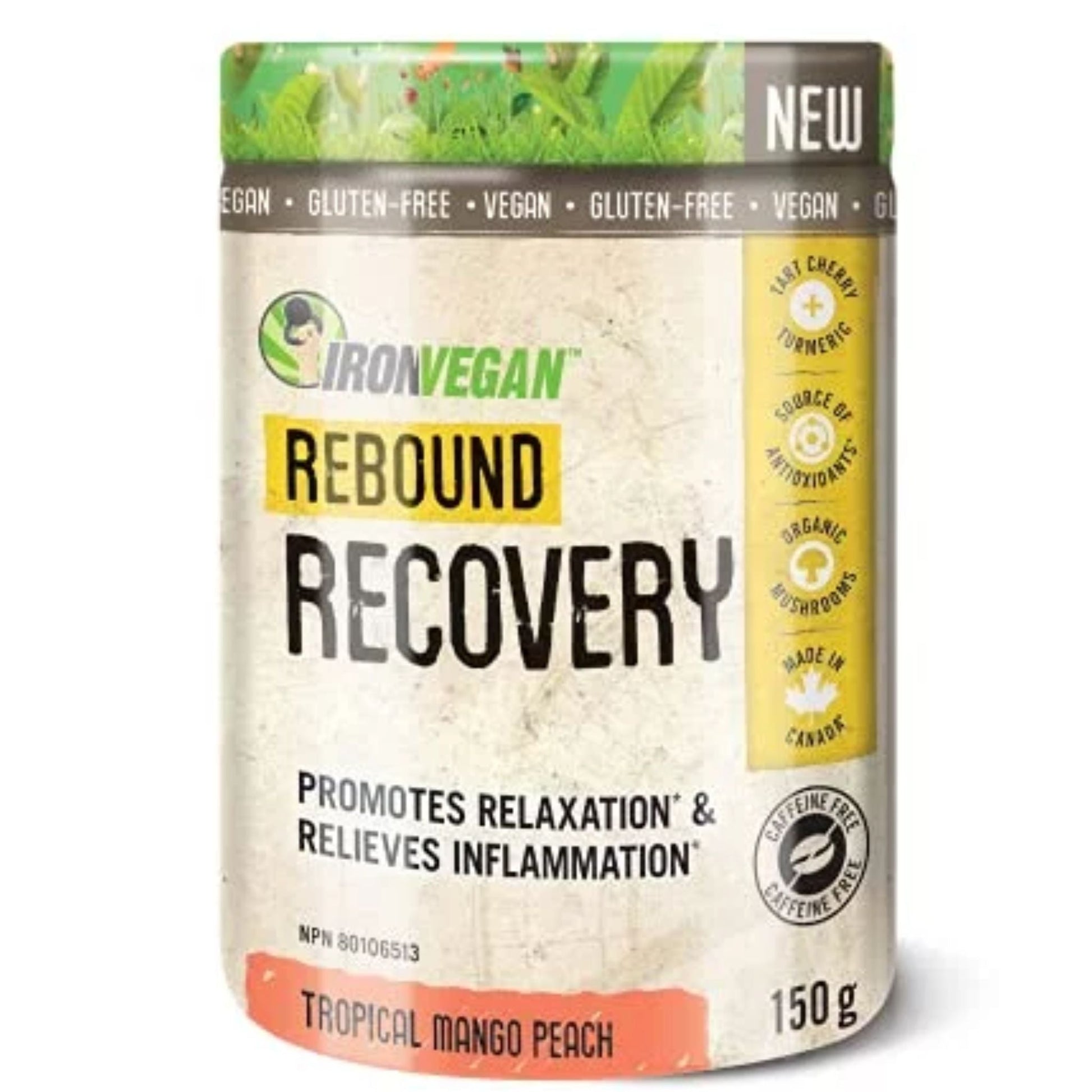Iron Vegan Rebound Recovery Tropical Mango Peach 150g - Relieve Inflammation and Promote Relaxation With Rebound Recovery From Iron Vegan