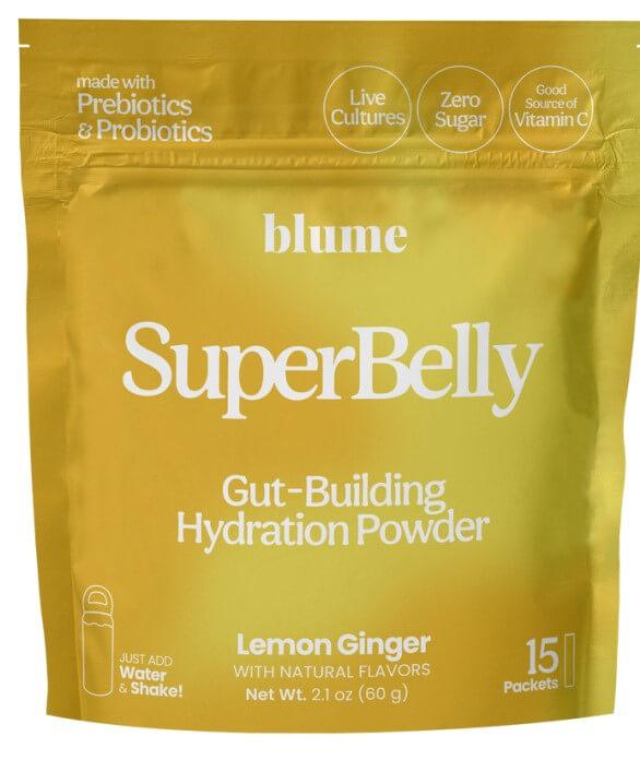 Blume SuperBelly Lemon Ginger 60g - Gut Building Hydration Powder With Natural Flavors, Just Add Water and Shake!