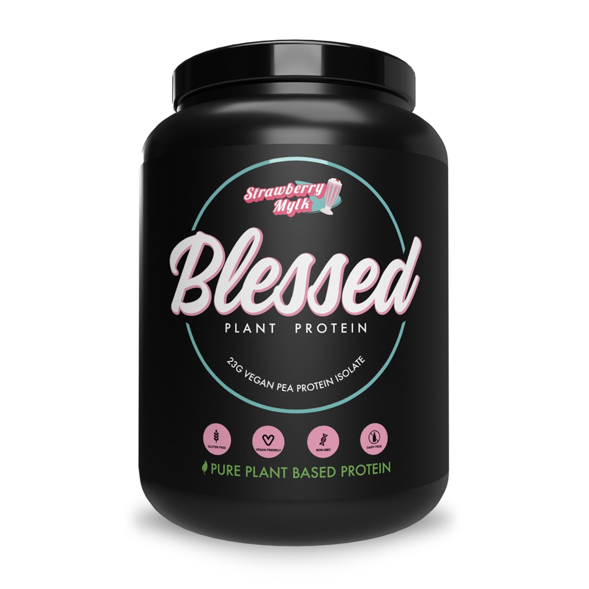 Blessed Protein Powder Strawberry Mylk 1143g - High-Quality Pea Protein, Prevents Bloating, Meets Daily Protein Intake, Deliciously Smooth and Enjoyable to Drink