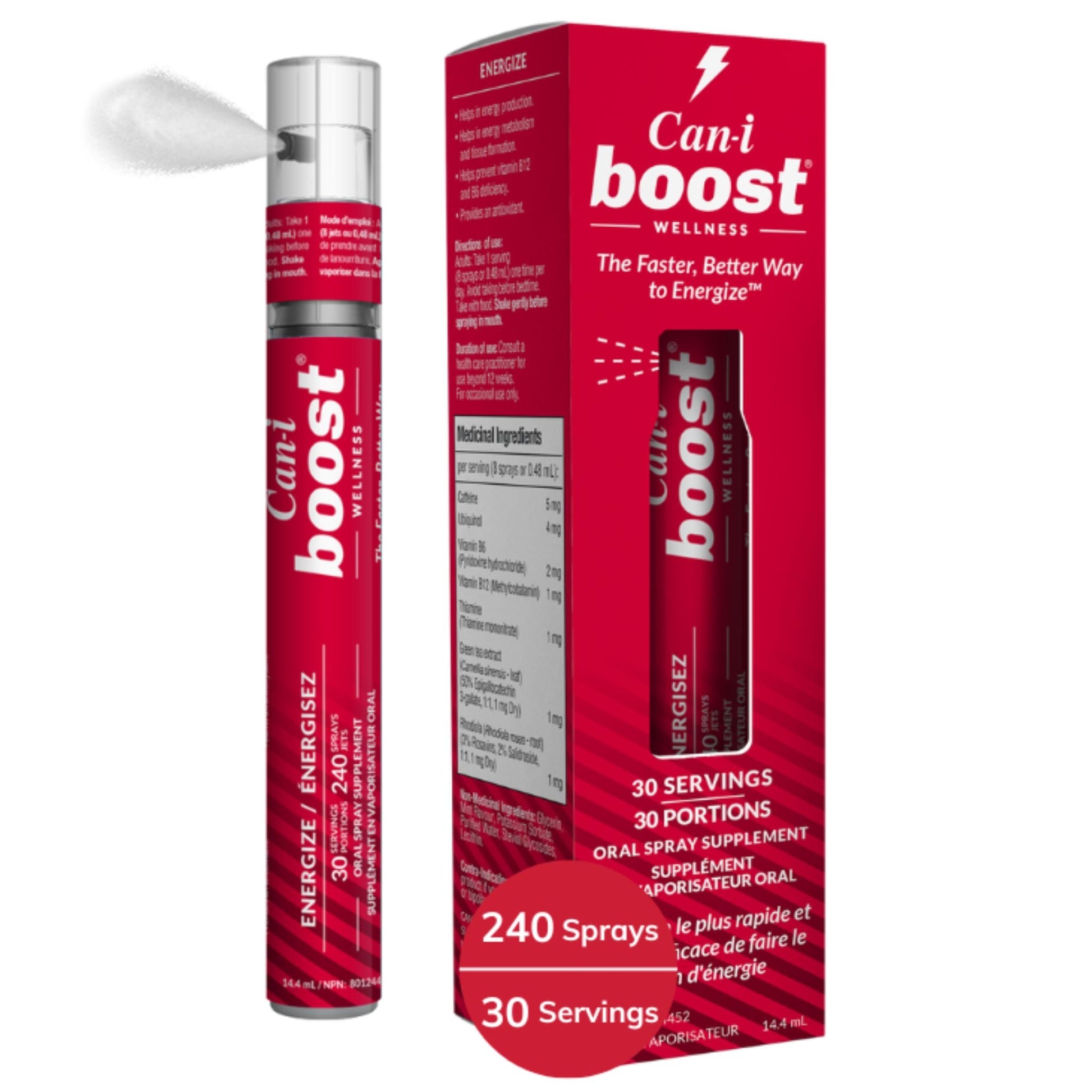 Can-i Boost Mental Energy, Focus, B12 Alertness - Fast Acting Vitamin Spray - 30 servings