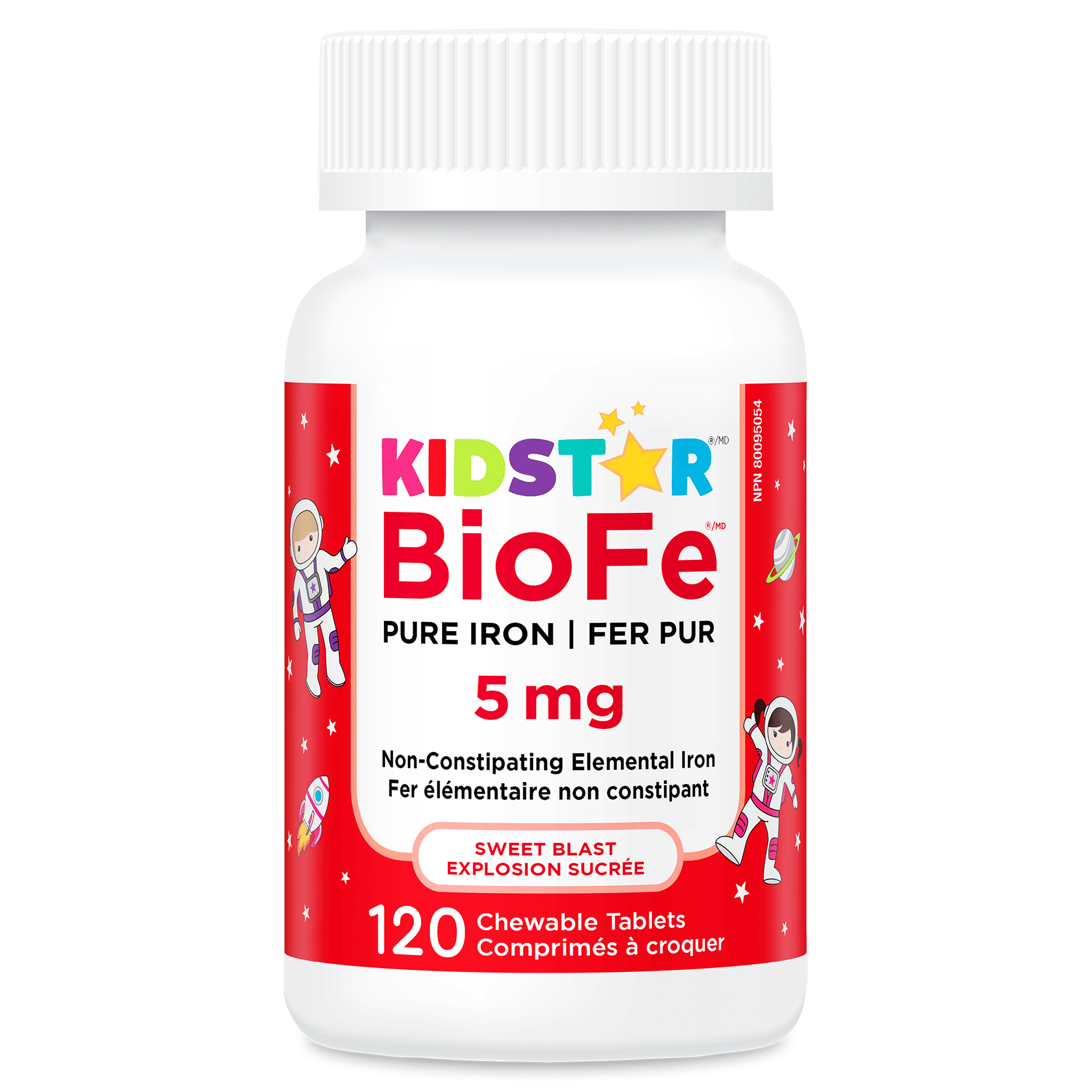 Kidstar BioFe Pure Iron 5mg 120 Sweet Blast Chewable Tablets - Helps To Prevent Iron Deficiency And Anemia, Suitable For Digestive Health, Contains Pure Ingredients