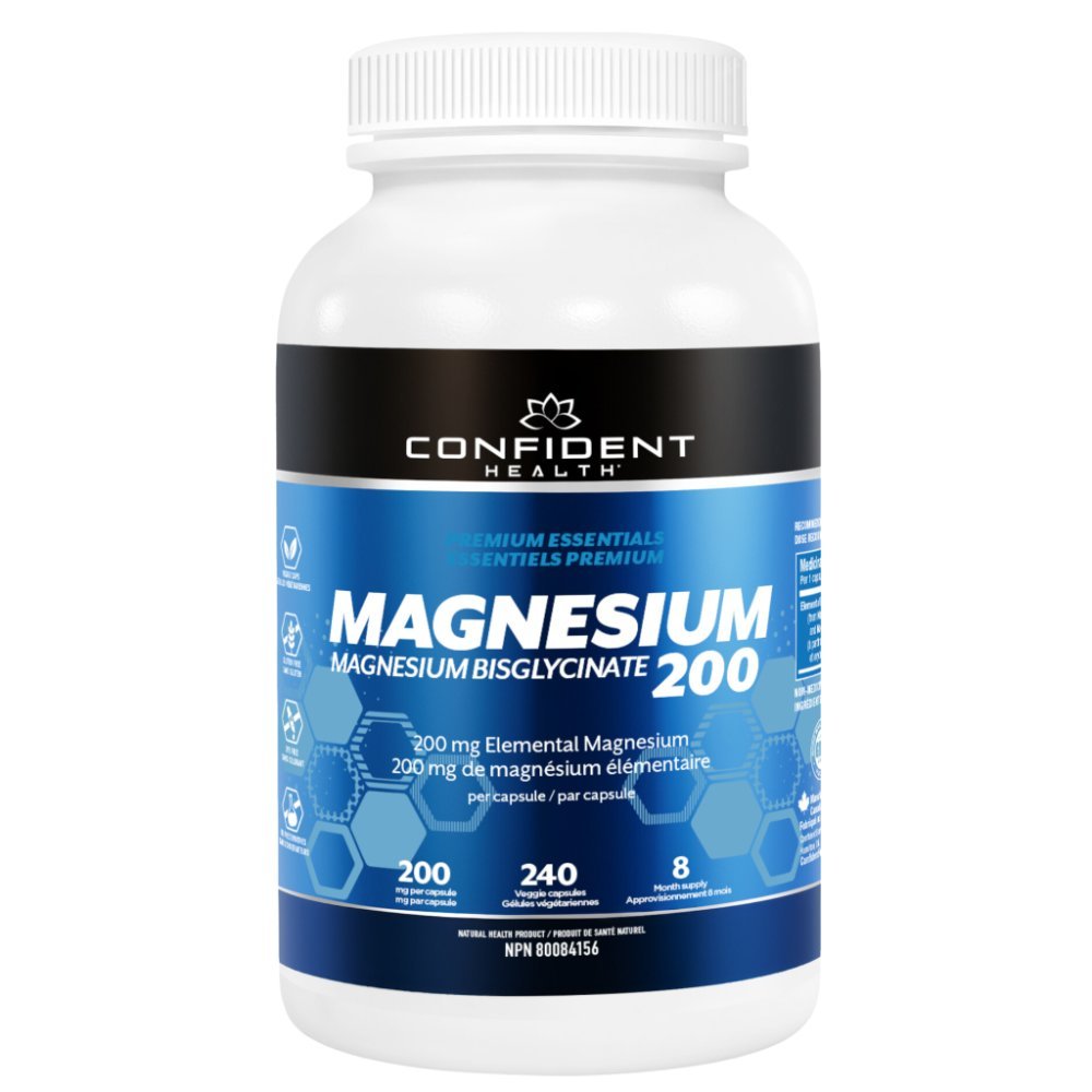 Confident Health Magnesium Bisglycinate 200 240 Vegetarian Capsules