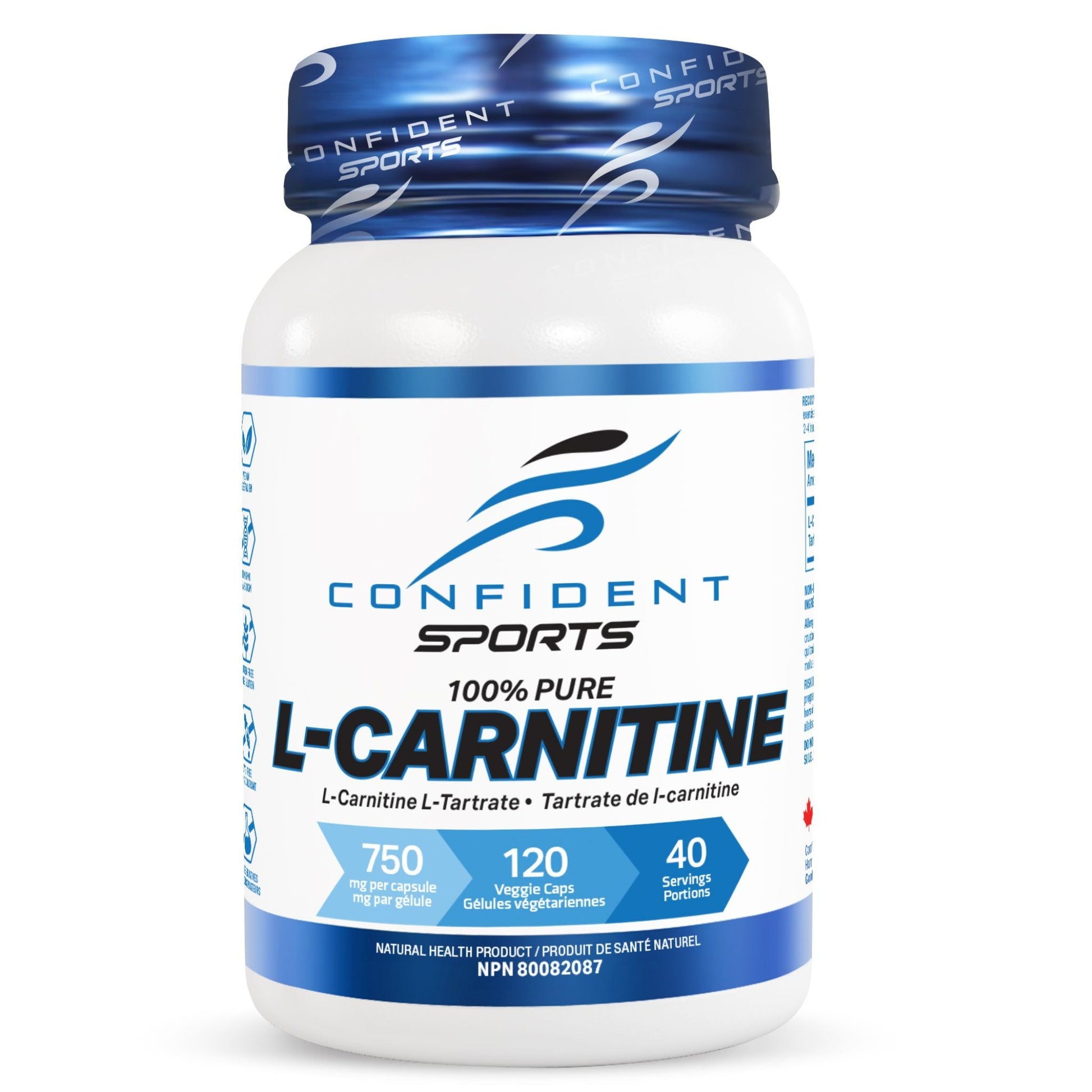 Confident Sports Carnitine 750mg 120 Vegetarian Capsules