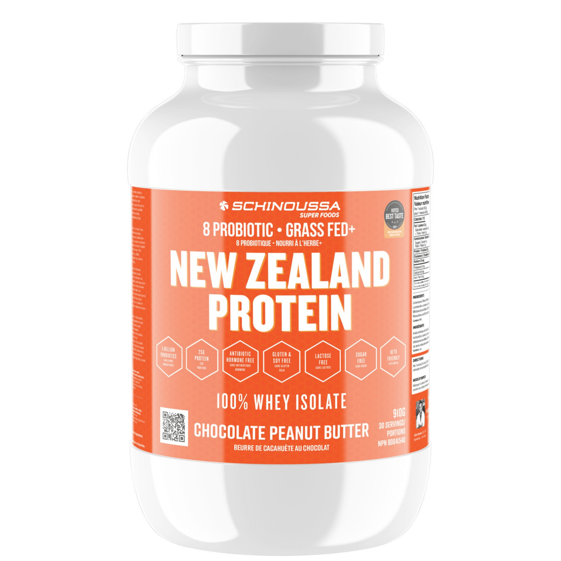Schinoussa New Zealand Protein Whey Isolate Chocolate Peanut Butter 910g - Supports Muscle Growth, Repair, and Recovery, Rich in Protein, Enhances the Immune System, Promotes Smooth Digestion Without Bloating, Gas, or Discomfort