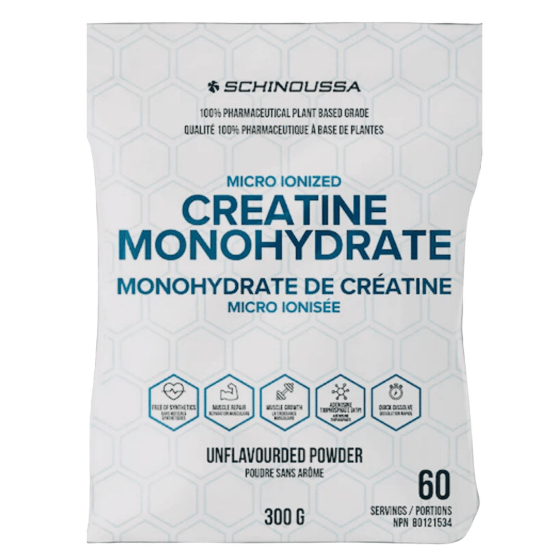 Schinoussa Creatine 300g - Increases Muscle Performance in Short-Duration, High-Intensity Resistance Exercises, Promotes Strength Training in Athletes, Provide Antioxidant Benefits