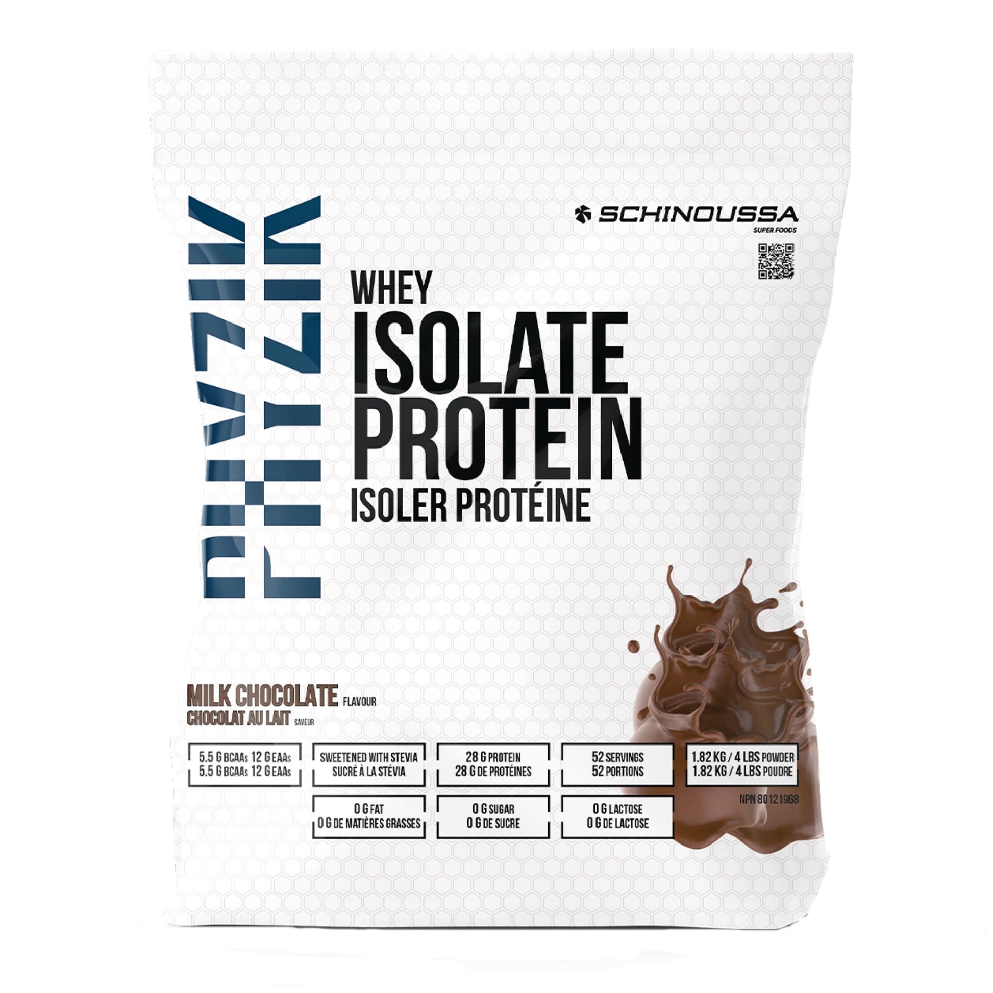Schinoussa Phyzik Whey Isolate Protein Milk Chocolate 1.8kg - Excellent Source of Protein For The Maintenance of Good Health, Helps Build, Repair Body Tissues and Build Antibodies, Sweetened With Stevia