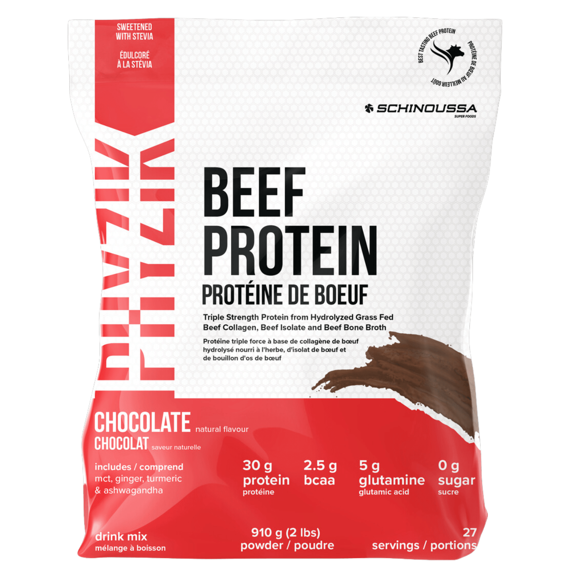 Schinoussa Phyzik Beef Protein Chocolate 910g - Helps Build And Repair Body Tissues And Build Antibodies, Excellent Source Of Protein, Support Maintenance Of Good Health
