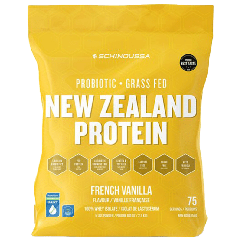 Schinoussa Probiotic Whey Isolate French Vanilla Powder 5lb - Enriched with PROLIFETM (A Proprietary Blend of 6 Probiotics), Improves Overall Gut Health, Boosts Immune System