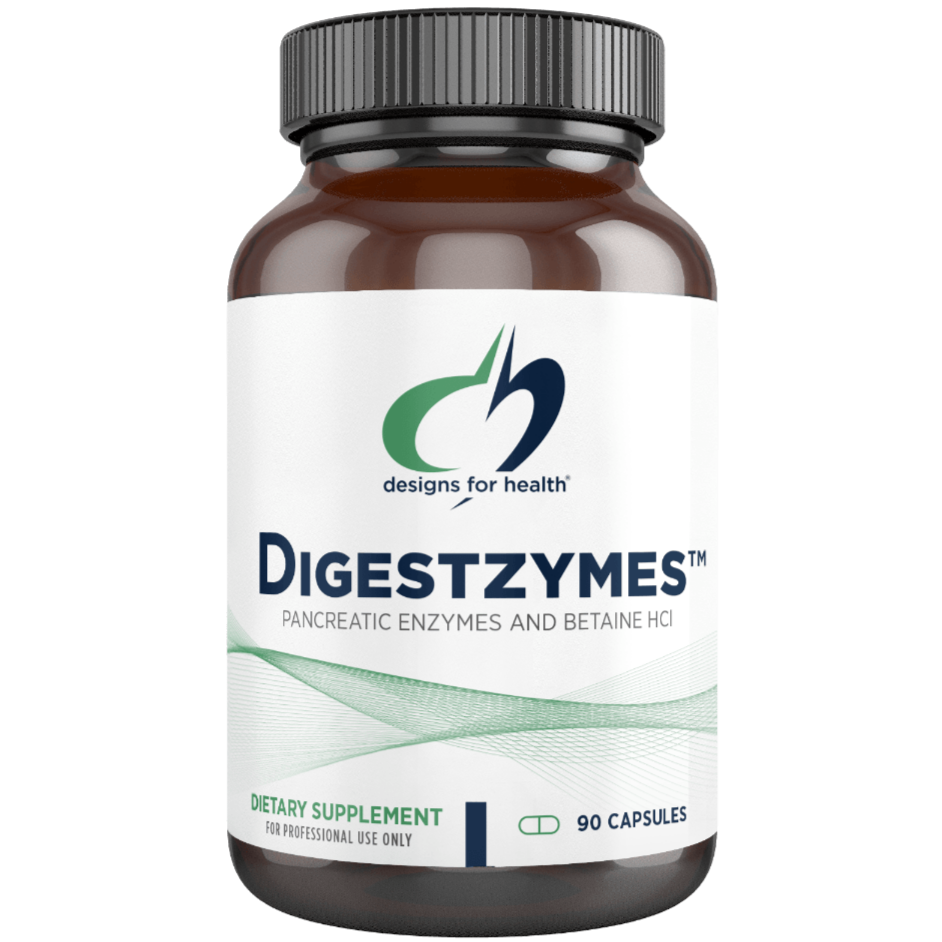 Designs for Health Digestzymes™ 180 Capsules - Digestive Enzymes With Betaine HCl Helps in Protein and Fat Digestion, Gas & Bloating Relief