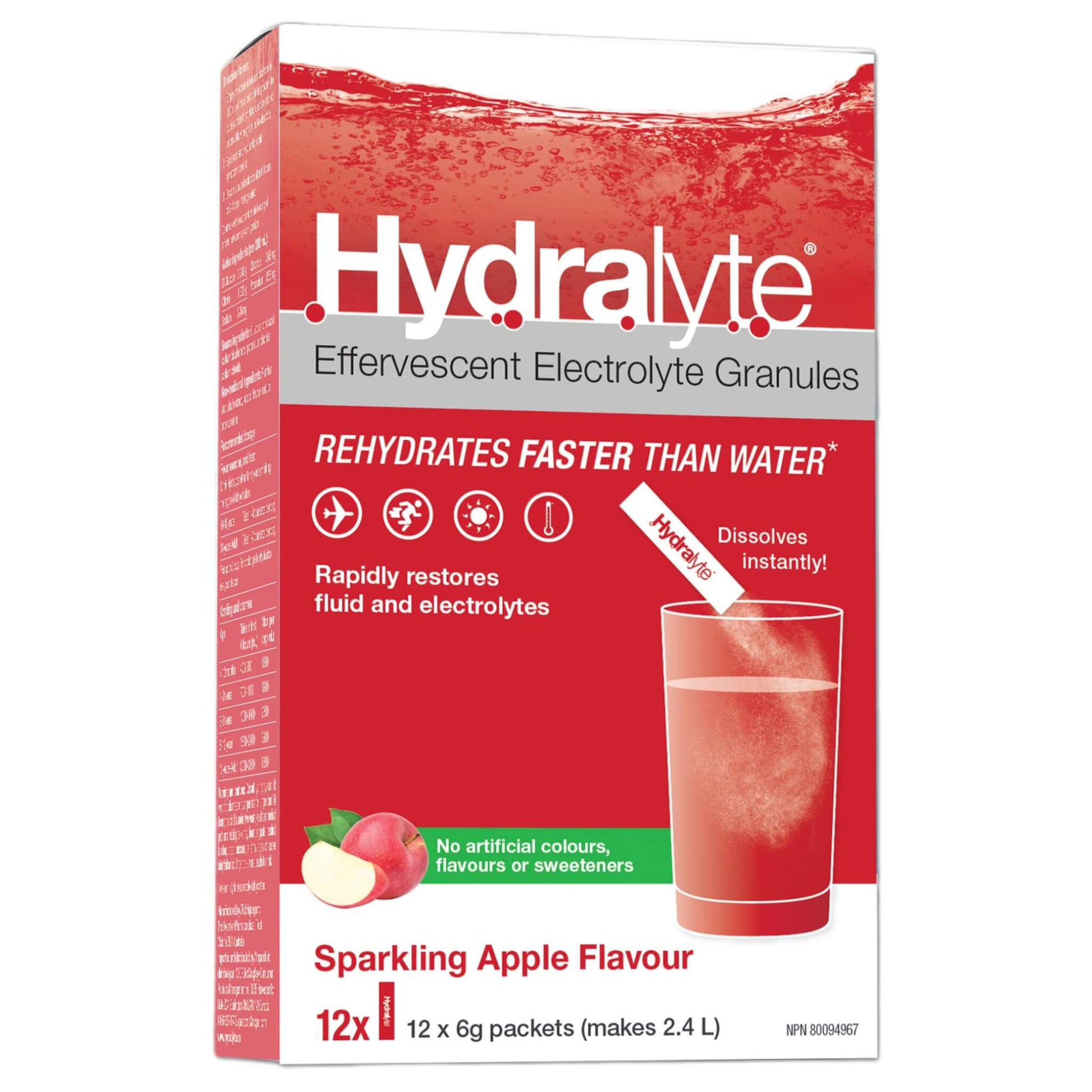 Hydralyte Electrolyte Granules Apple 12 Packets - Activate Rapid Hydration While Increasing Electrolyte Absorption, Suitable For All Ages, Backed By Science, And Packed With Electrolytes