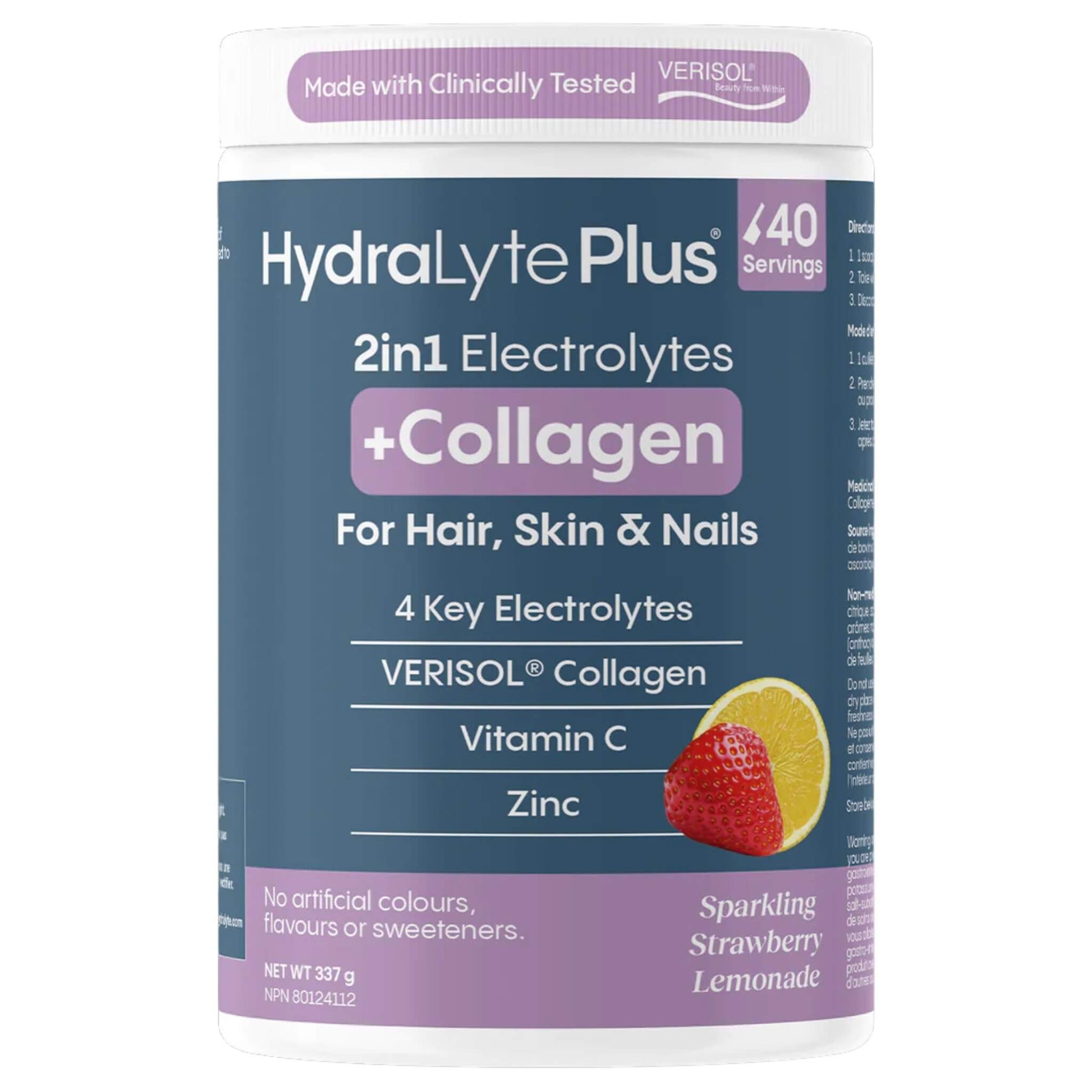 Hydralyte 2 in 1 Electrolytes + Collagen Lemonade 337g - Support Healthy Hair, Skin, And Nails, Designed To Accelerate Hydration, Clinically Tested And Patented Composition Of Collagen Peptides, Optimized To Support Healthy Skin