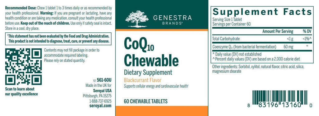 Genestra Brands CoQ10 Chewable 60 Tablets