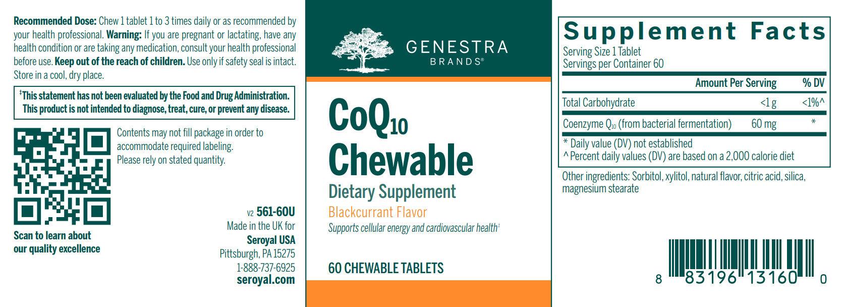 Genestra Brands CoQ10 Chewable 60 Tablets