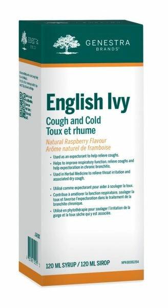 Genestra Brands Natural Raspberry English Ivy Syrup - 120ml - Nature's Source Inc