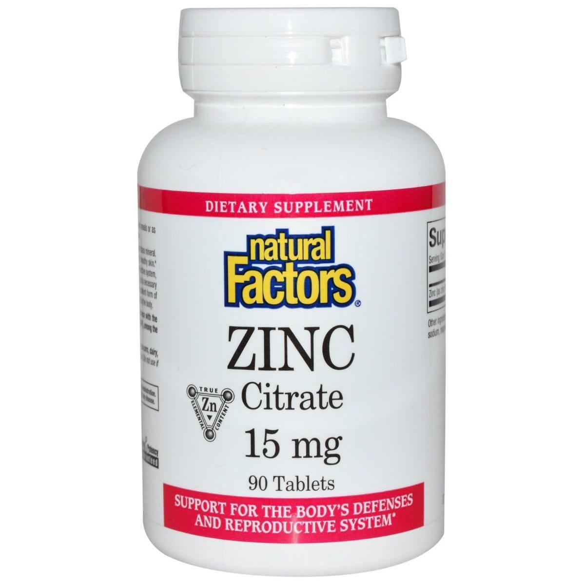 Natural Factors Zinc Citrate 15 mg 90t - Nature's Source Inc