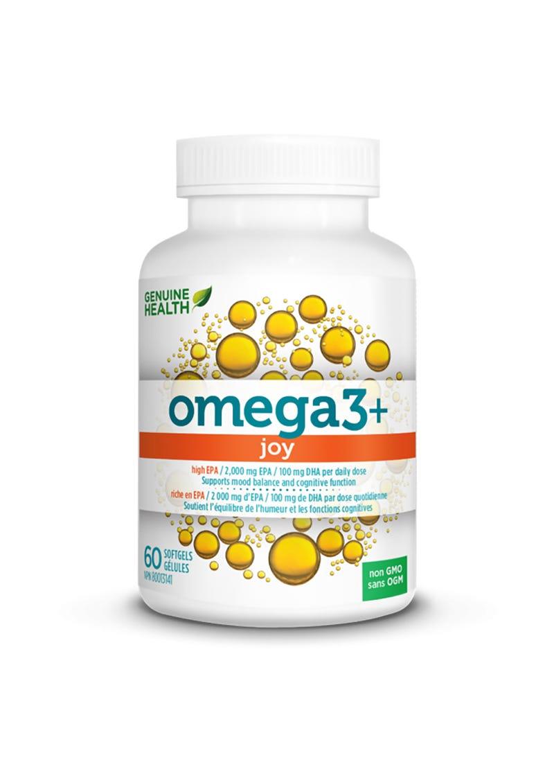 Genuine Health Omega3+ Joy, 60 Softgels - Supports Healthy Mood Balance and Cognitive Function, Fish Oil for Cardiovascular Health and Immune System - Nature's Source Inc