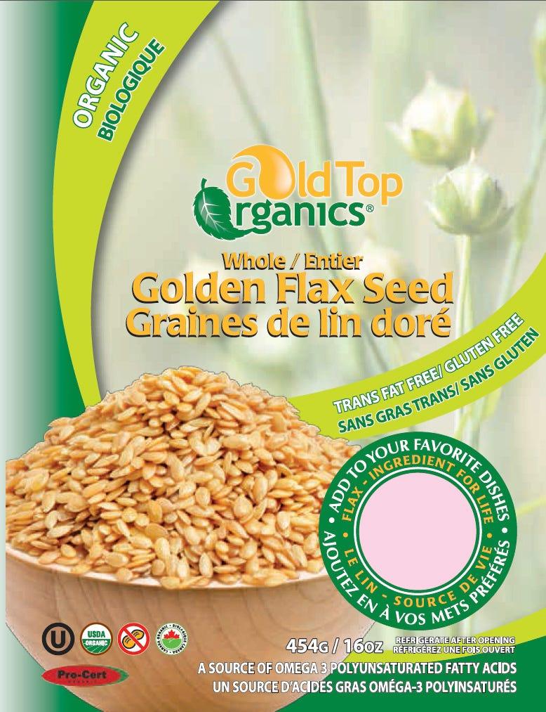 Gold Top Organics Whole Golden Flax Seed - 454g - Nature's Source Inc