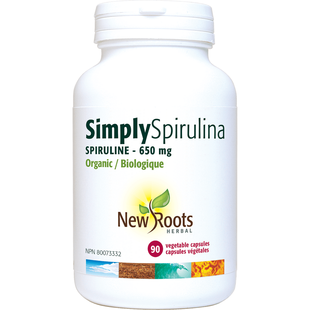 New Roots Herbal Simply Spirulina 650mg - 90 Veg Capsules - Nature's Source Inc