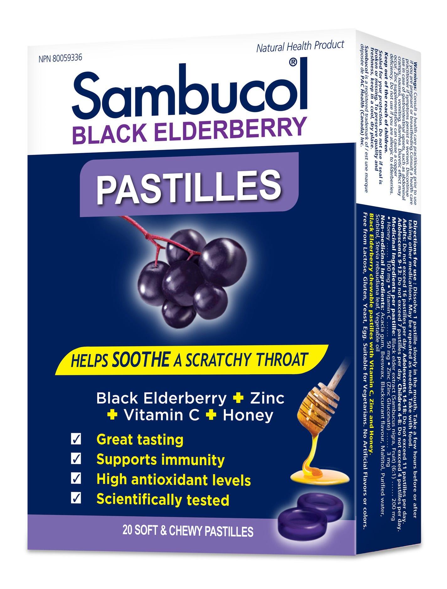 Sambucol Black Elderberry Pastilles 20 Cewable - Nature's Source Inc