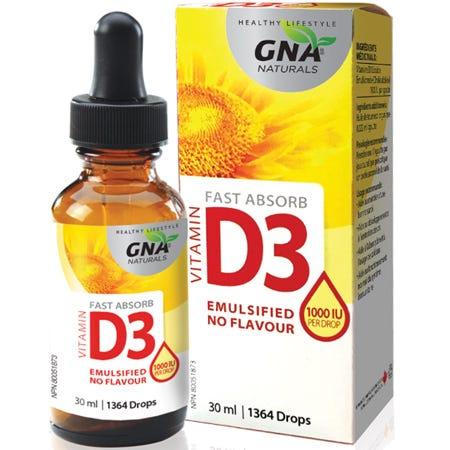 GNA Naturals Fast Absorb Vitamin D3 30 ml - Nature's Source Inc