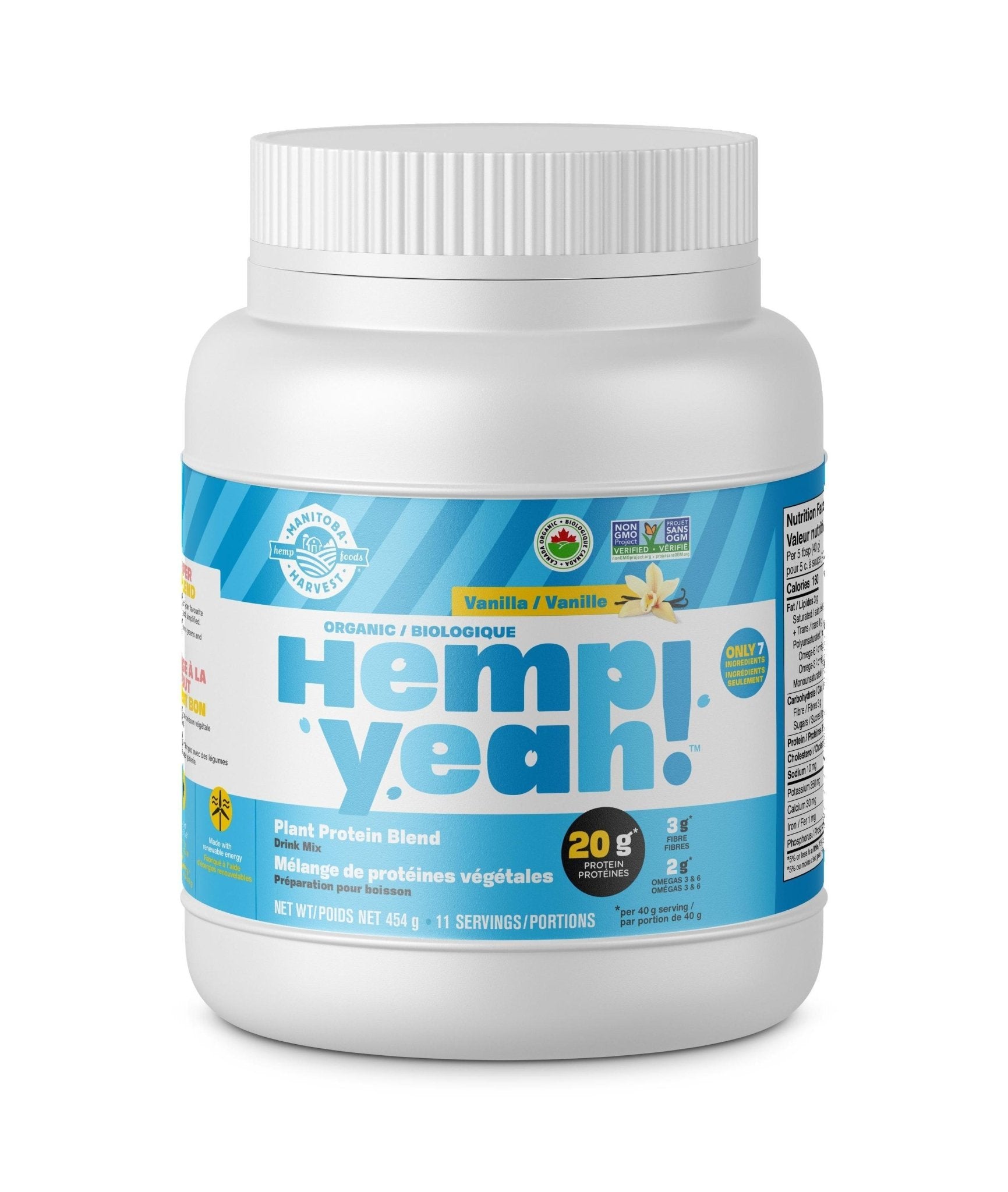 Manitoba Harvest Hemp Yeah Plant Protein Vanilla 454gm - Nature's Source Inc