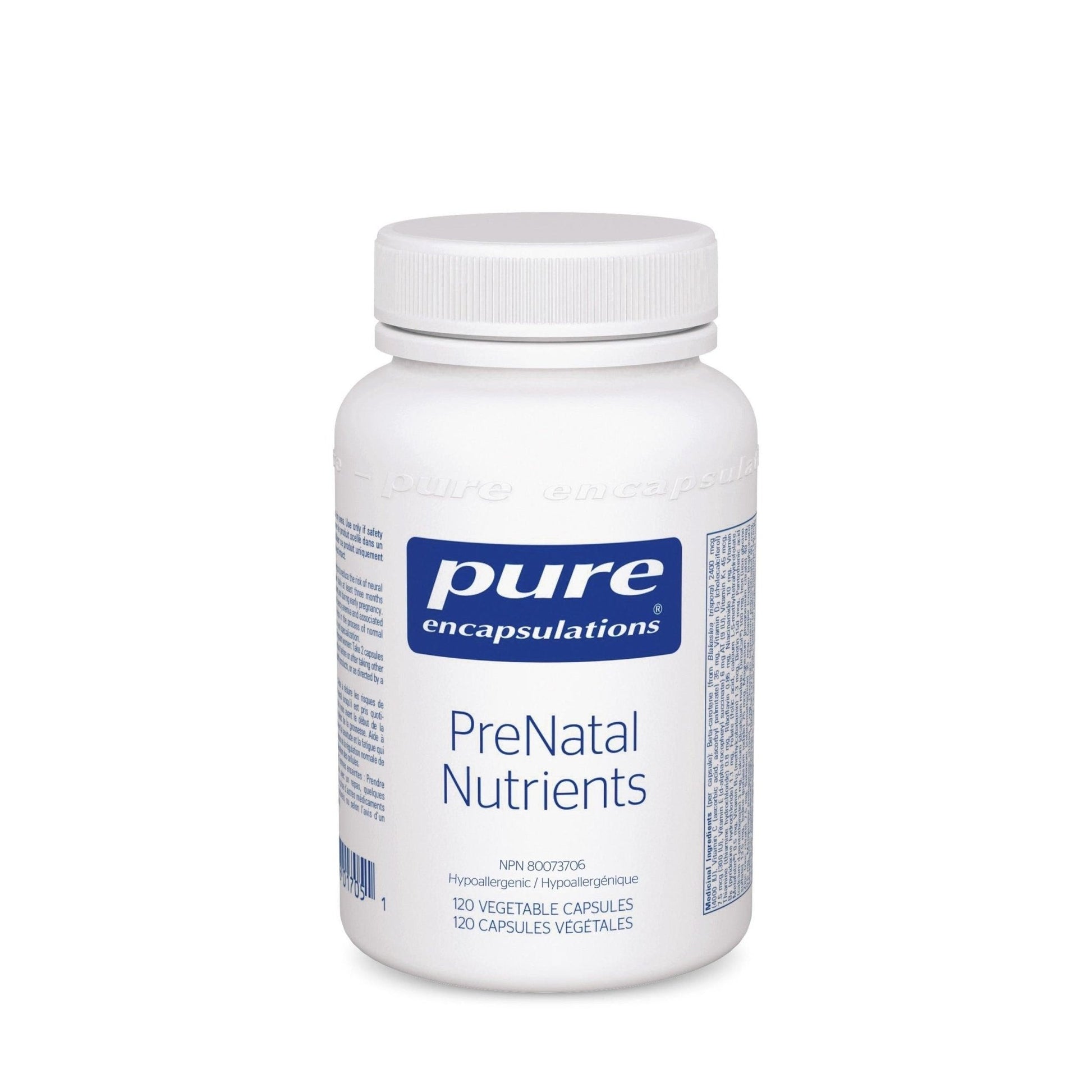 Pure Encapsulations PreNatal Nutrients, 120 Vegan Capsules - Hypo Allergenic, Prevent Iron Deficiency Anemia, Tiredness & Fatigue, Support for Pregnancy and Lactation - Nature's Source Inc