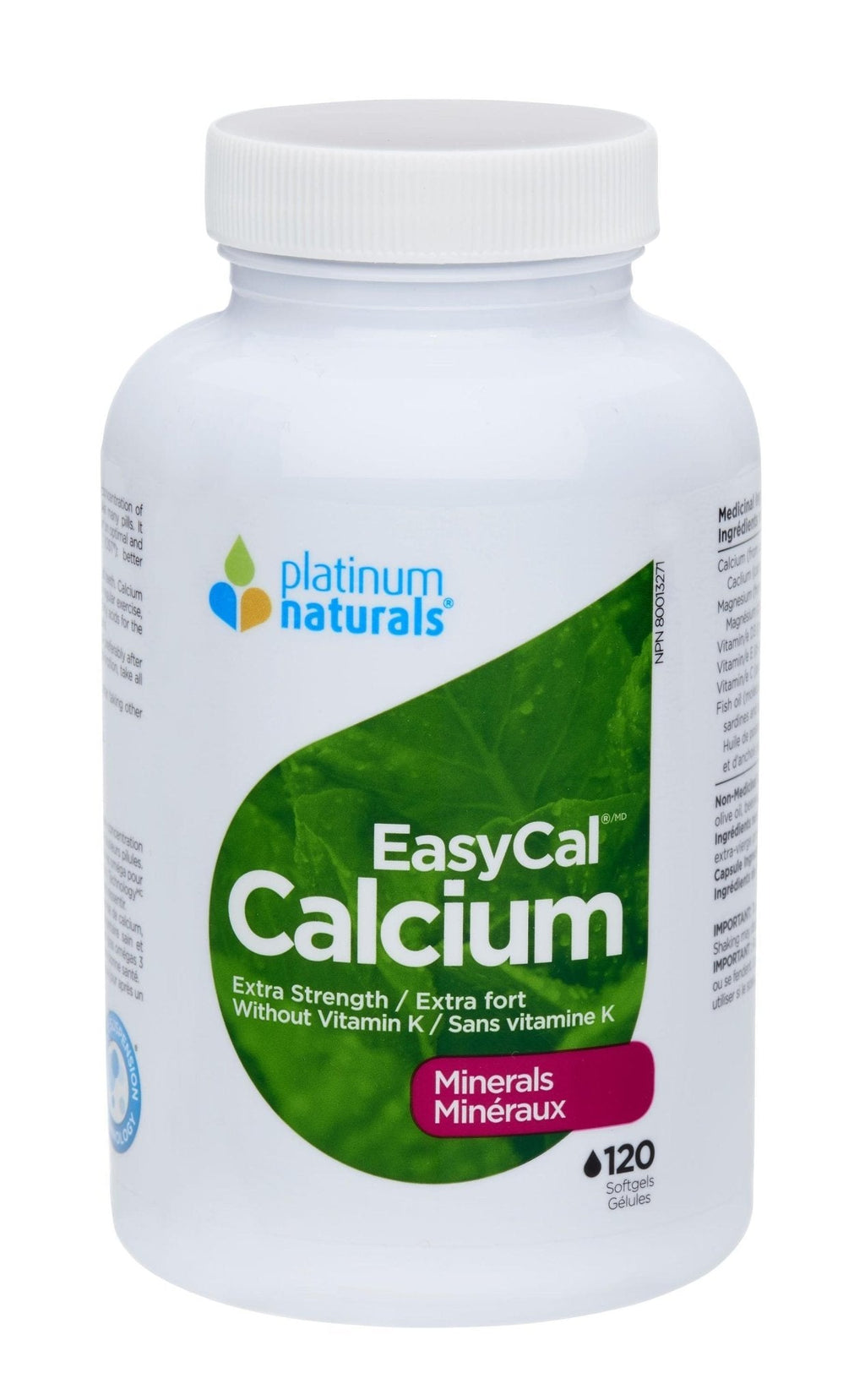 Platinum Naturals EasyCal Calcium - 120 Softgels - Nature's Source Inc