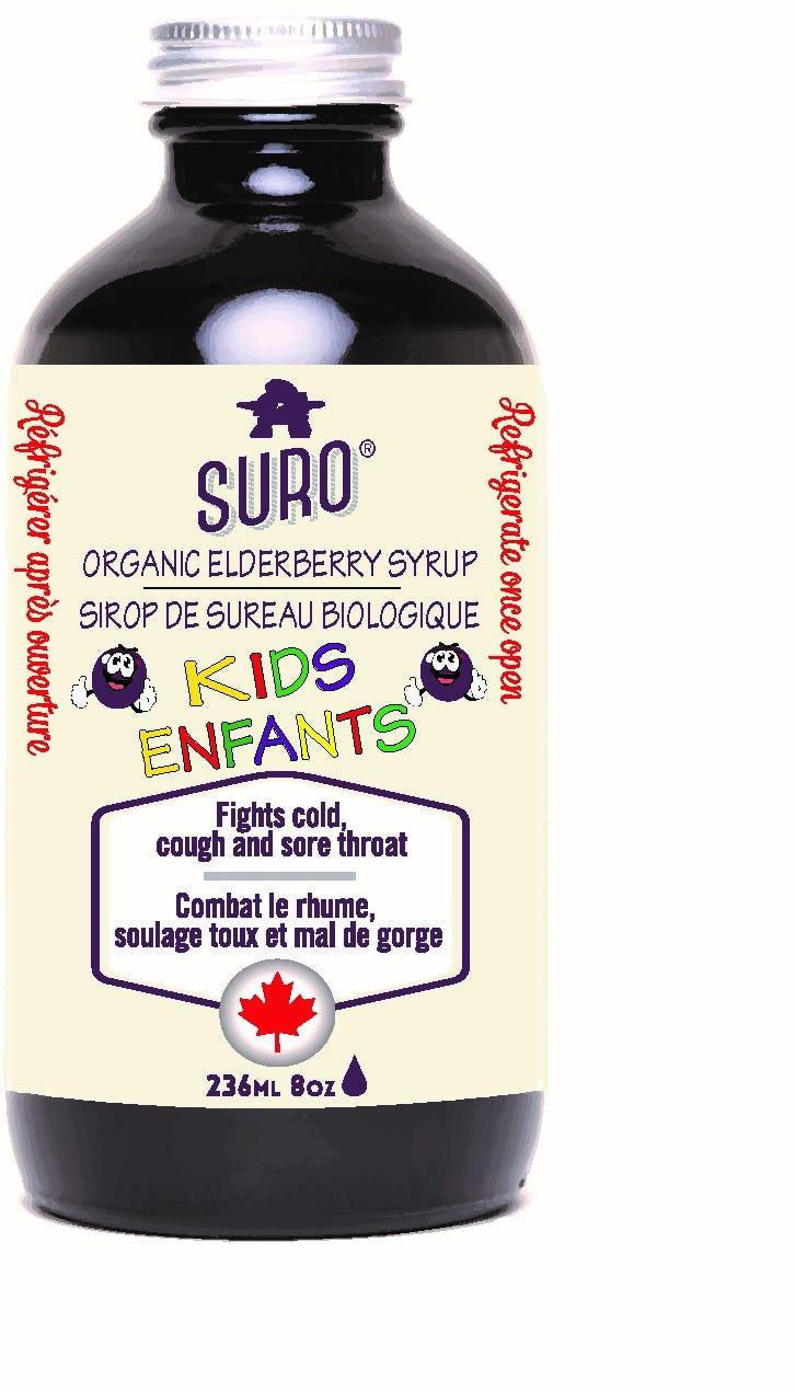 Suro Kids Organic Elderberry Syrup 236ml - Fights Cold, Cough, And Sore Throat, Relieves Congestion Of Sinuses And Lungs, Designed To Support Children's Immune System - Nature's Source Inc