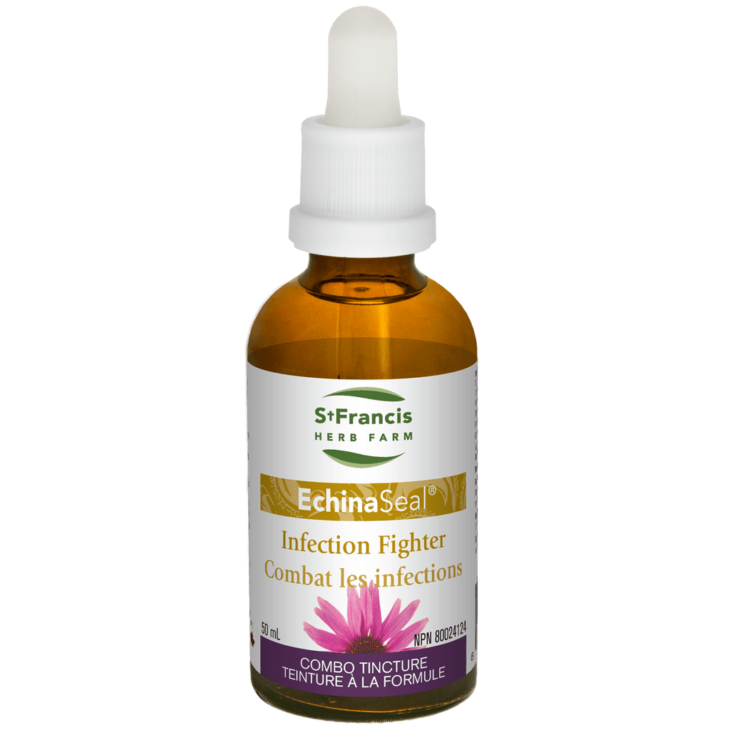 St. Francis Herb Farm EchinaSeal 50ml - Features Propolis To Soothe Sore Mouth And Throat Infections, Helps Relieve Sore Throats, Possess Infection - Fighting And Anti - Inflammatory Properties - Nature's Source Inc