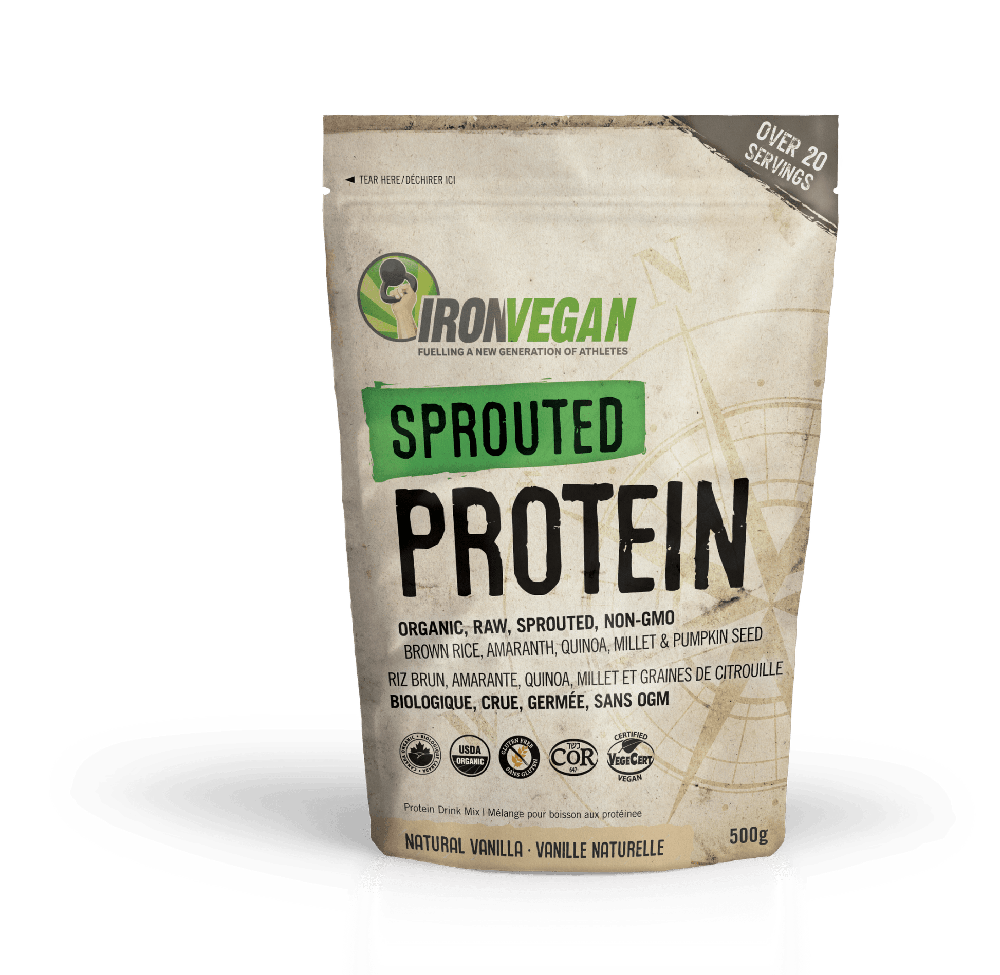 Iron Vegan Sprouted Protein Vanilla 500g - Nature's Source Inc