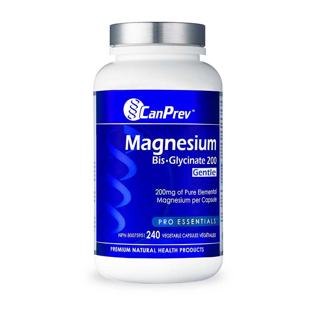 CanPrev Magnesium Bis - Glycinate 200mg Gentle, 240 Vegan Capsules - Pure Elemental Magnesium Bis - Glycinate Blend with Glycine, Magnesium Oxide - Nature's Source Inc