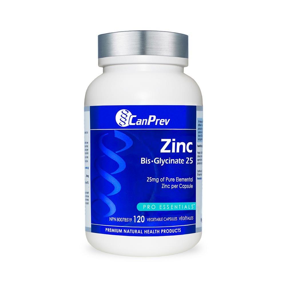 Canprev Zinc Bis - Glycinate 25, 120 Vegan Capsules - Absorption for Enhanced Wellness, Support Cognitive and Immune Health, Maintains Brain Function and Mental Sharpness - Nature's Source Inc
