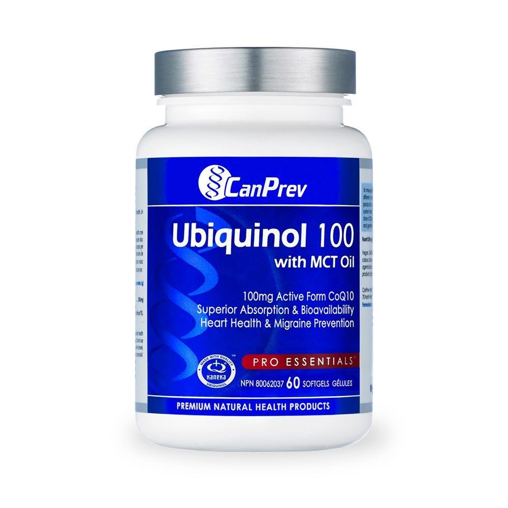 CanPrev Ubiquinol 100 with MCT Oil, 60 Softgels - Ubiquinol Coq10 for Superior Absorption, Heart Health and Migraine Headache Relief - Nature's Source Inc