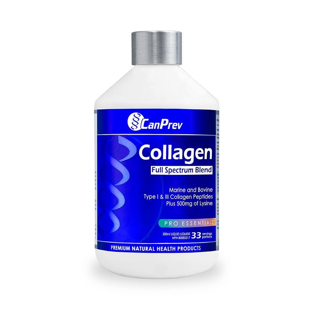 CanPrev Collagen Full Spectrum Blend, 500mg of Lysine, 500ml - Enhanced Absorption Formula, Marine and Bovine Type I & III Collagen Peptides - Nature's Source Inc