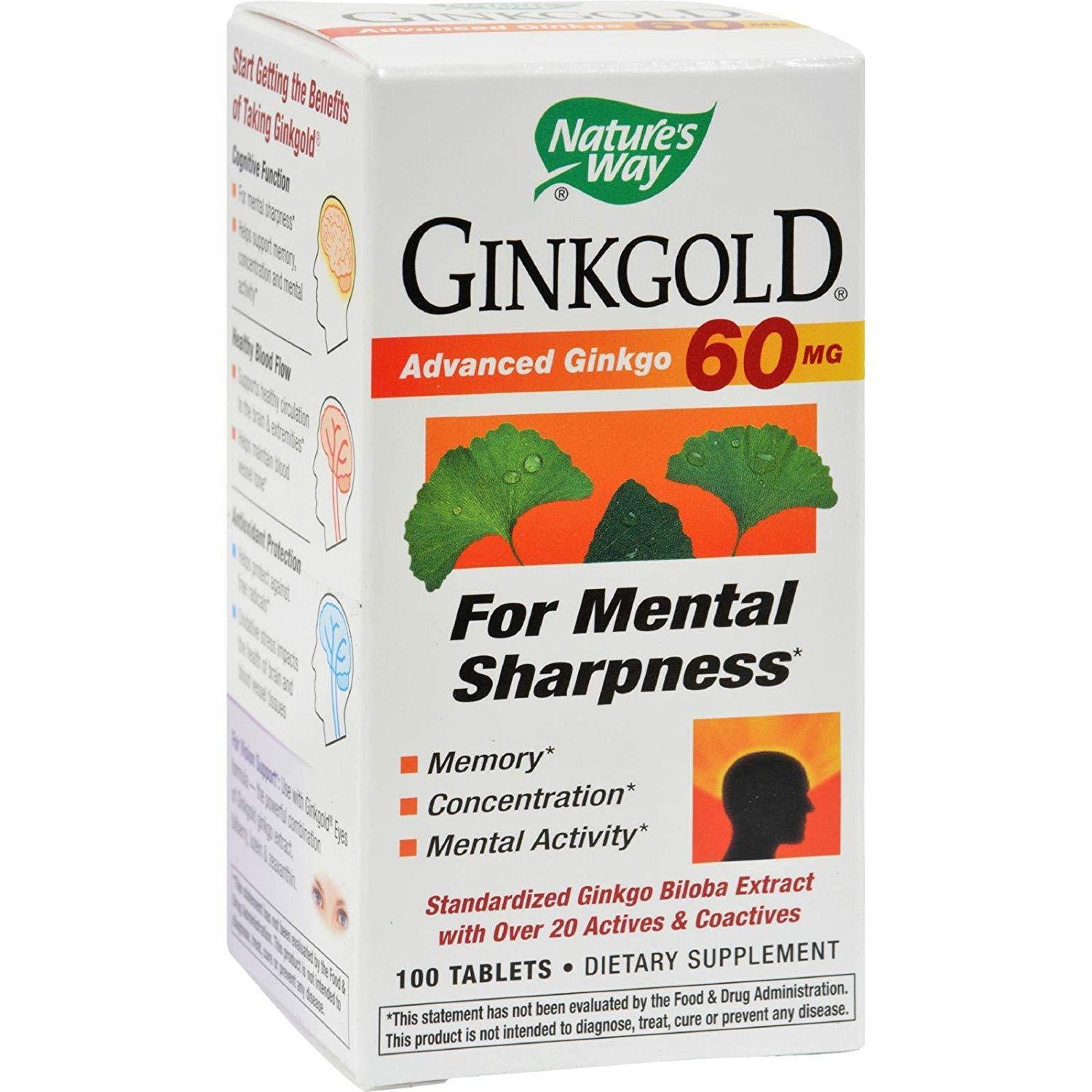 Nature's Way Ginkgold Advanced Gingko Extract (Memory & Focus Support) - 100 Tablets - Nature's Source Inc