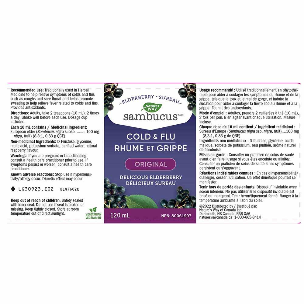 Nature's Way Original Sambucus Cold and Flu Care Syrup - 120ml - Nature's Source Inc